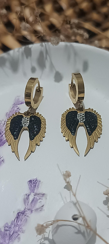 Melek Kanatlı Çelik Küpe