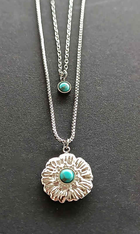 İkili Mavi Taş Kolye