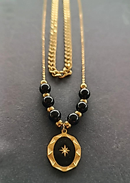 İkili Siyah Taş Kolye