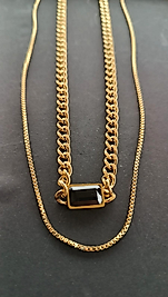 Siyah Taş İkili Kolye